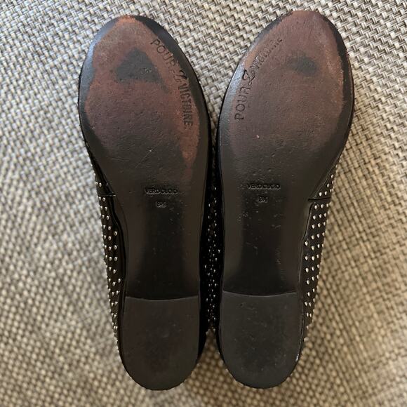 POUR LE VICTOIRE Genuine leather studded ballet flats 9.5 black whimsigoth - Picture 6 of 6